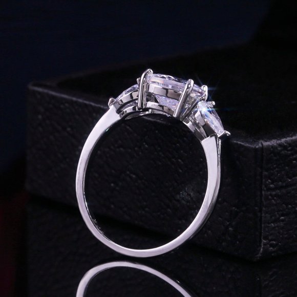 Water Drop High End Custom Silver Wedding/Engagement Ring for Women, VIP425 - Picture 5 of 10